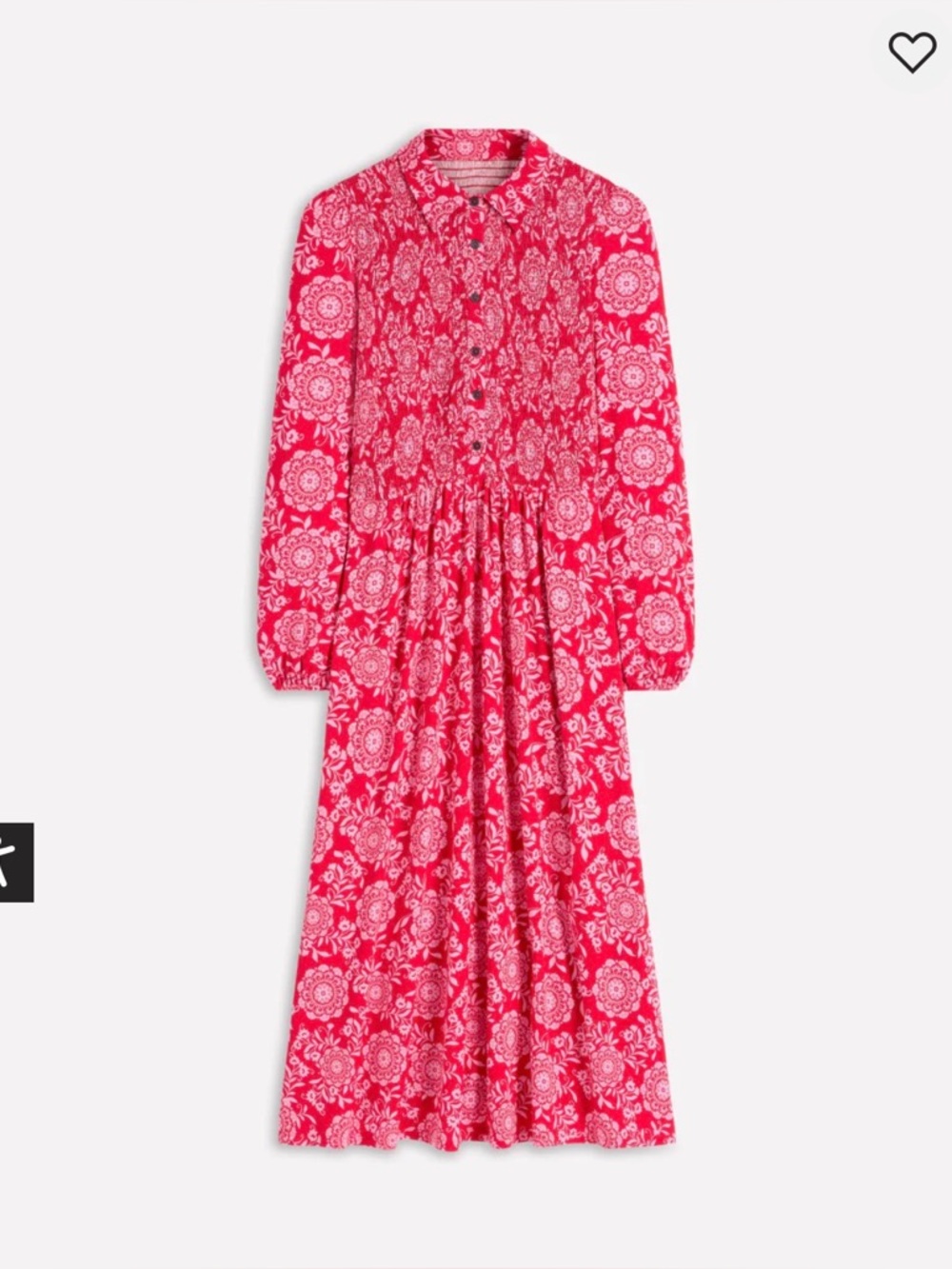 Boden Smocked Jersey Shirt Dress
Merida Red, Decorative Blossom 20/22 NWT - Picture 4 of 8